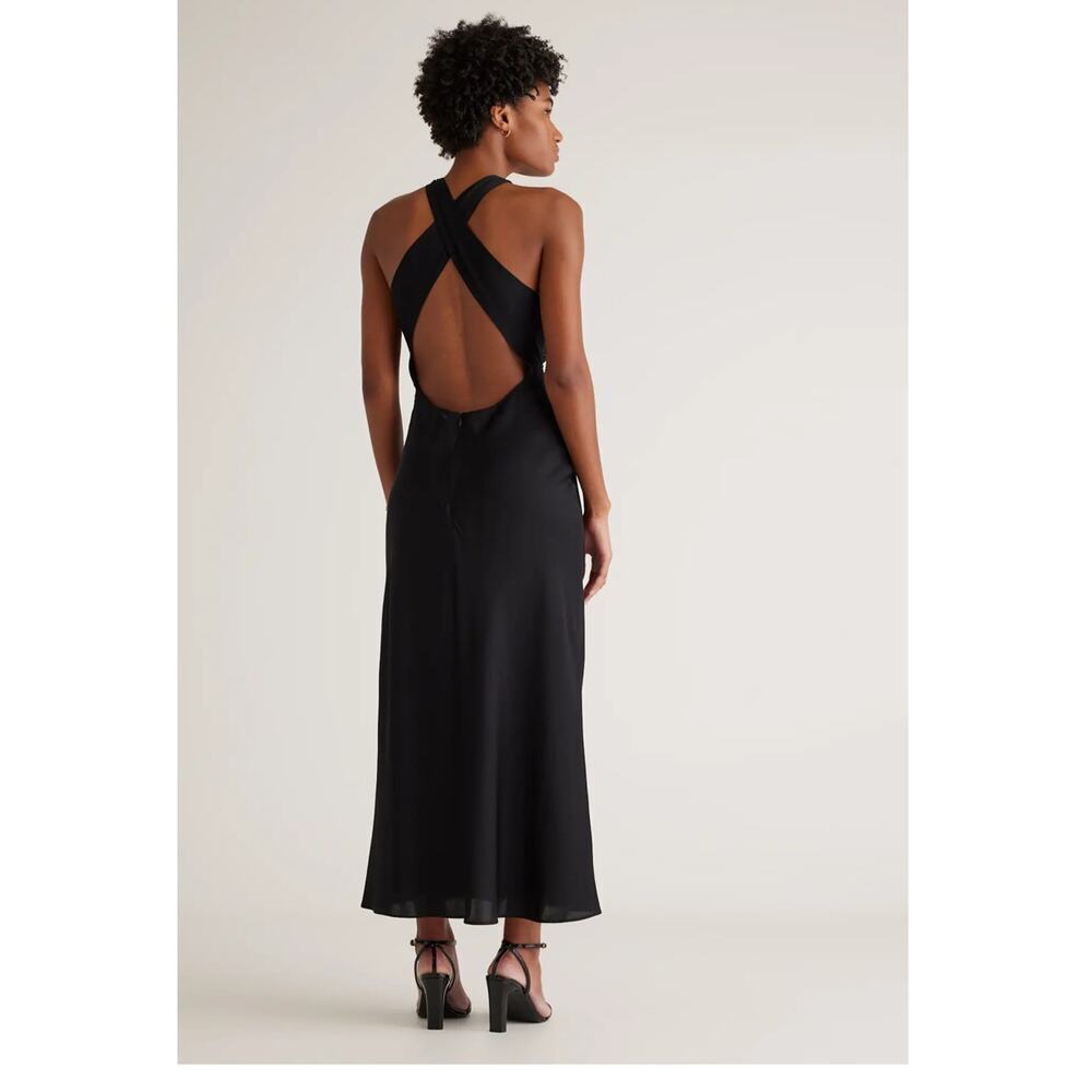 Quince Wm's Washable Stretch Silk Dress Criss Cross Back Sz XL $150 #25